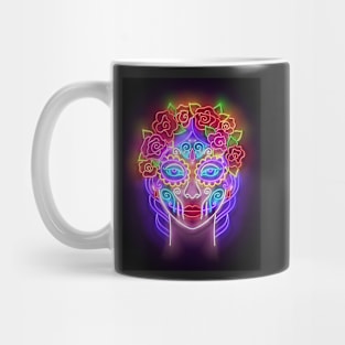 Catrina Calavera Neon 3d Illustration Mug